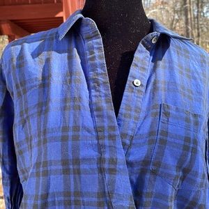 MADEWELL Button and Wrap-Front Shirt in Arion Blue and Black Plaid women’s Small